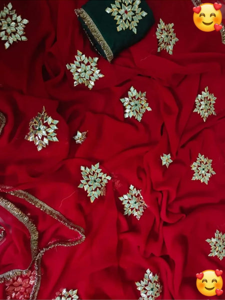 Semi Chiffon Gota Saree