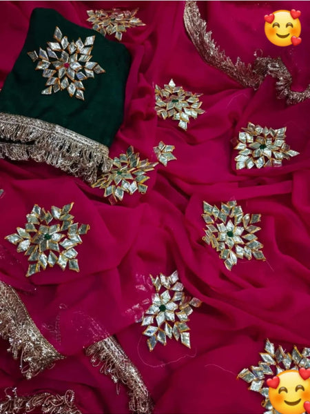 Semi Chiffon Gota Saree