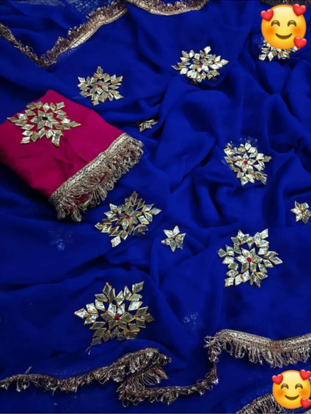 Semi Chiffon Gota Saree