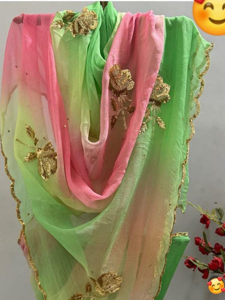 Semi Chiffon Gota Saree