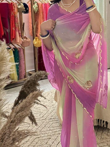 Semi Chiffon Gota Saree