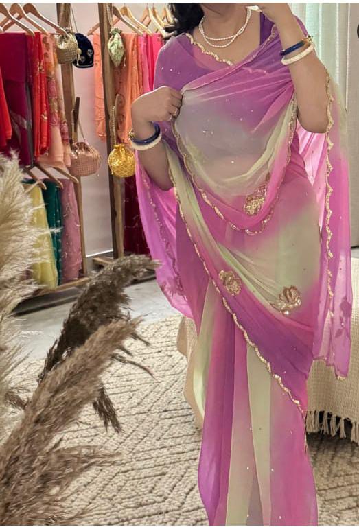 Semi Chiffon Gota Saree