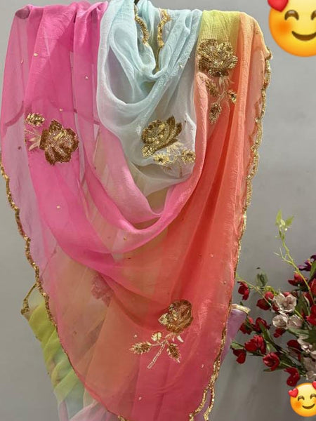 Semi Chiffon Gota Saree