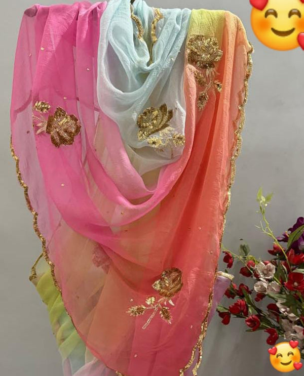 Semi Chiffon Gota Saree
