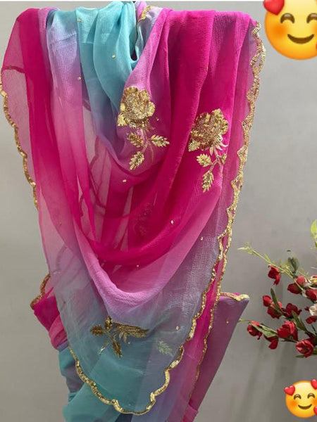 Semi Chiffon Gota Saree