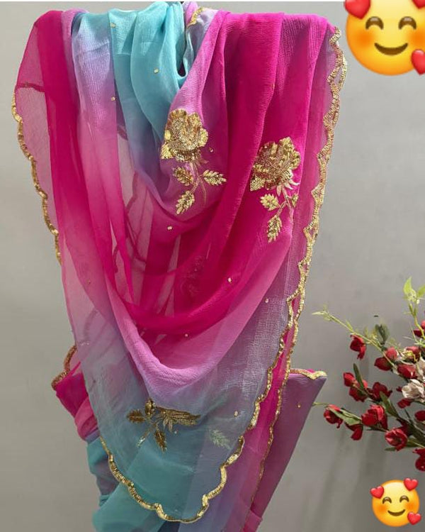 Semi Chiffon Gota Saree