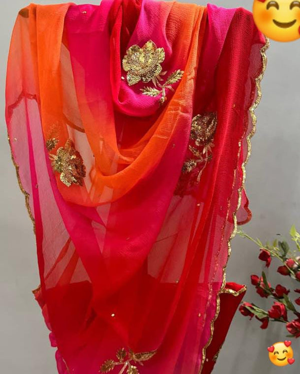 Semi Chiffon Gota Saree