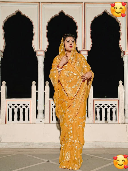 Semi Chiffon Gota Jal Saree