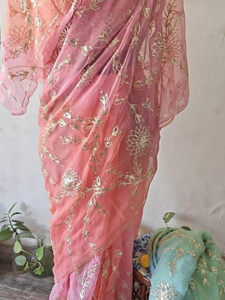 Semi Chiffon Gota Jal Saree
