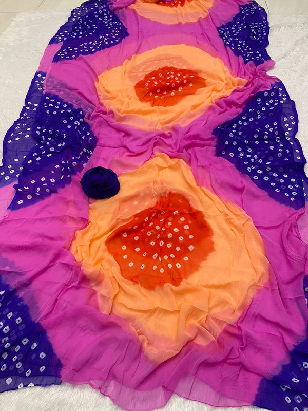 Semi Chiffon Bhandej Saree