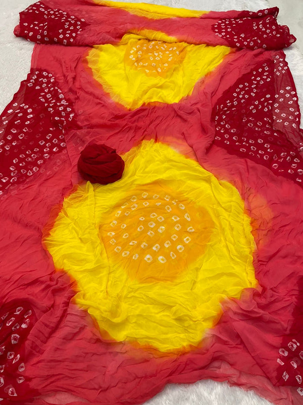 Semi Chiffon Bhandej Saree