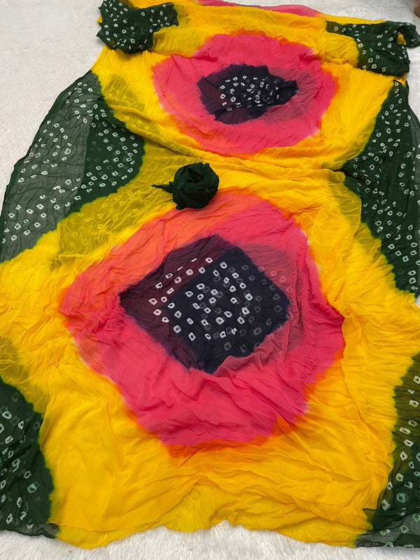 Semi Chiffon Bhandej Saree