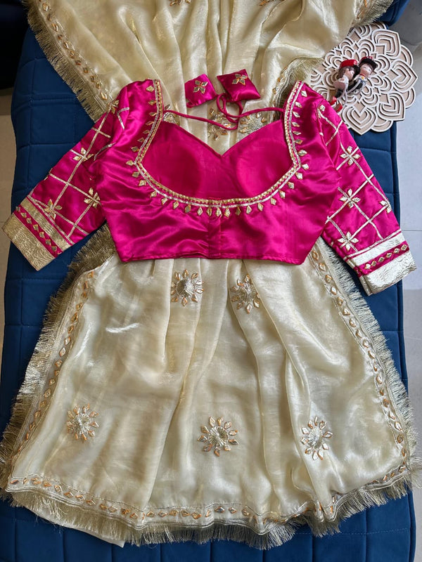 Frendi Silk Frill Saree With Aangi Blouse