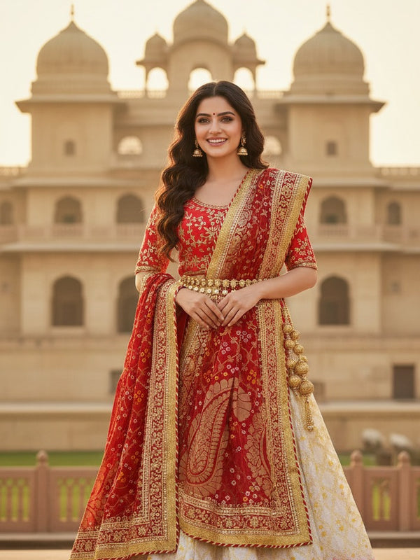 Rajasthani Bandhej Ghatchola Lehenga