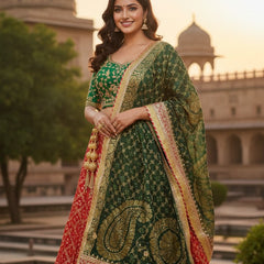 Rajasthani Bandhej Ghatchola Lehenga