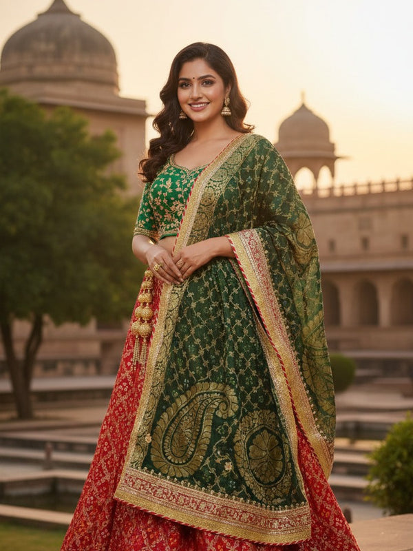 Rajasthani Bandhej Ghatchola Lehenga