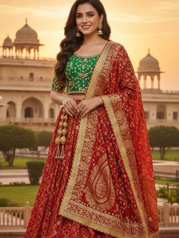 Rajasthani Bandhej Ghatchola Lehenga