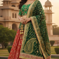 Rajasthani Bandhej Ghatchola Lehenga