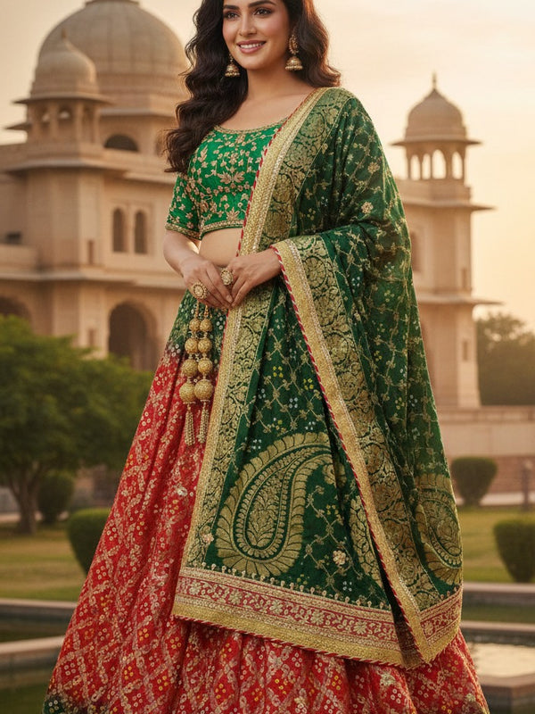 Rajasthani Bandhej Ghatchola Lehenga