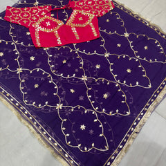 Semi Pure Diamond Chiffon Saree with Aangi Blouse