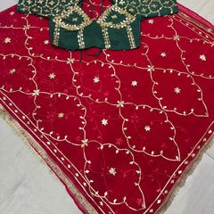 Semi Pure Diamond Chiffon Saree with Aangi Blouse
