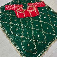 Semi Pure Diamond Chiffon Saree with Aangi Blouse