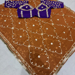 Semi Pure Diamond Chiffon Saree with Aangi Blouse