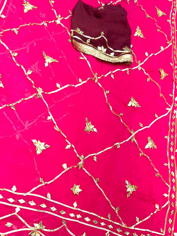 Gota Jal semi chiffon Saree