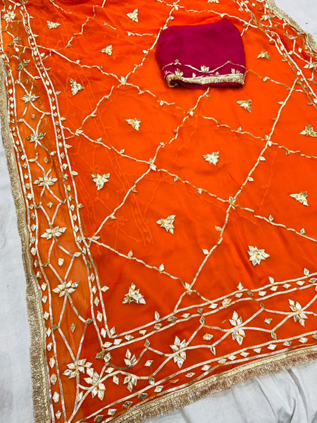 Gota Jal semi chiffon Saree