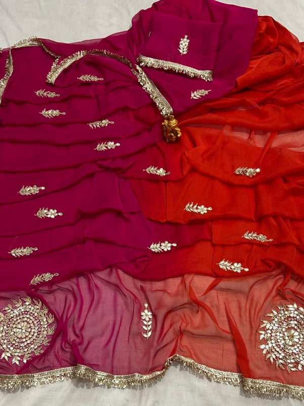 Semi Chiffon Gota Saree