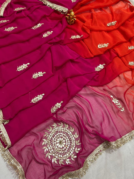 Semi Chiffon Gota Saree