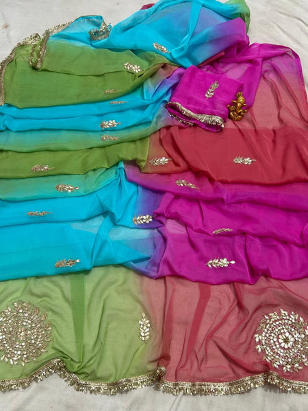 Semi Chiffon Gota Saree