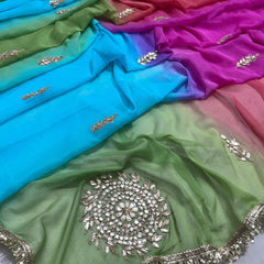 Semi Chiffon Gota Saree