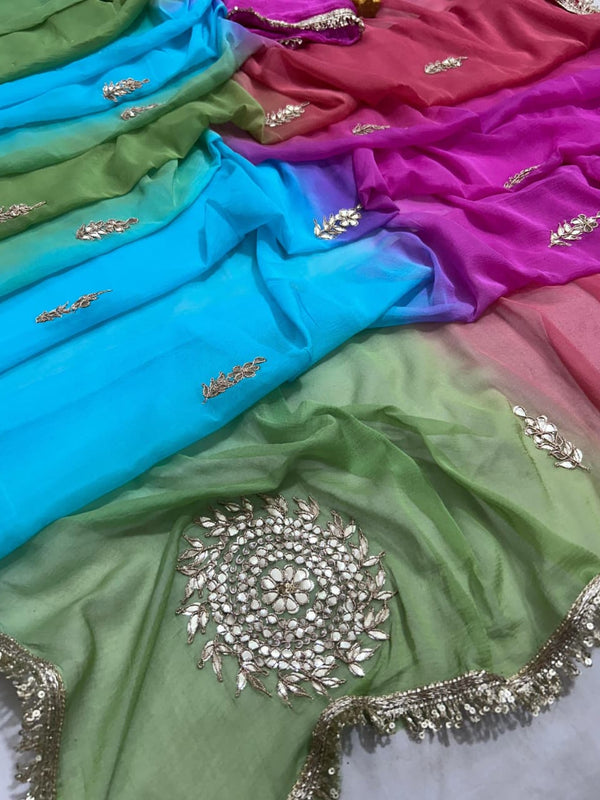 Semi Chiffon Gota Saree