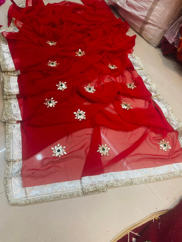 Royal Georgette kachcha Gota Saree