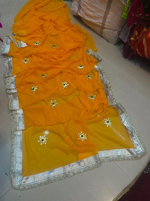 Royal Georgette kachcha Gota Saree