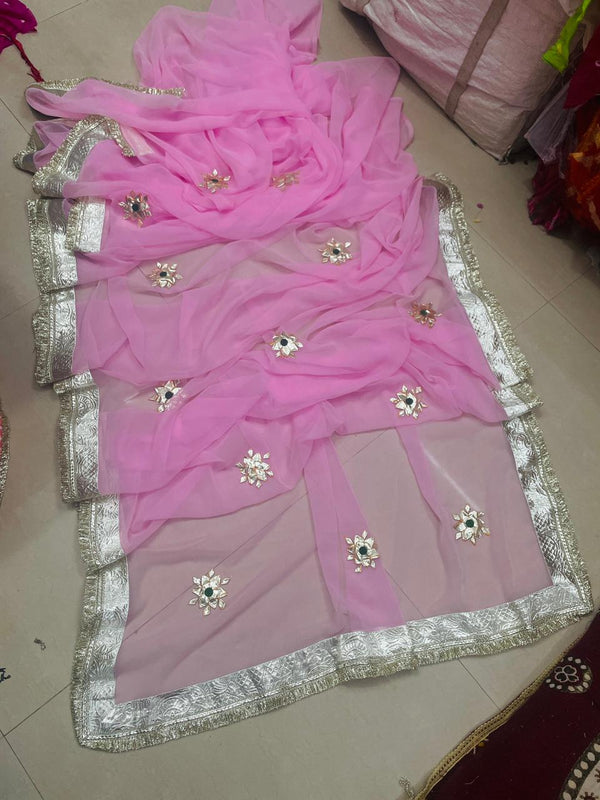 Royal Georgette kachcha Gota Saree