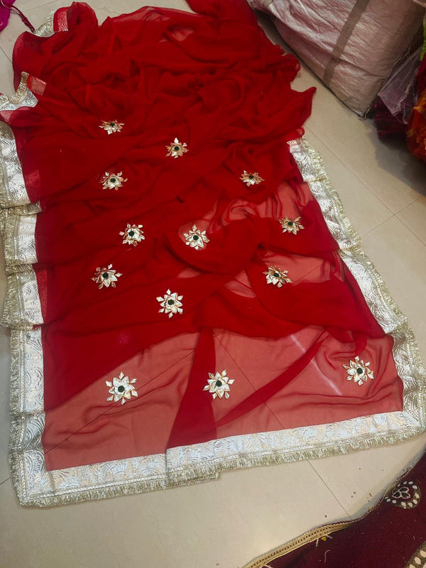 Royal Georgette kachcha Gota Saree