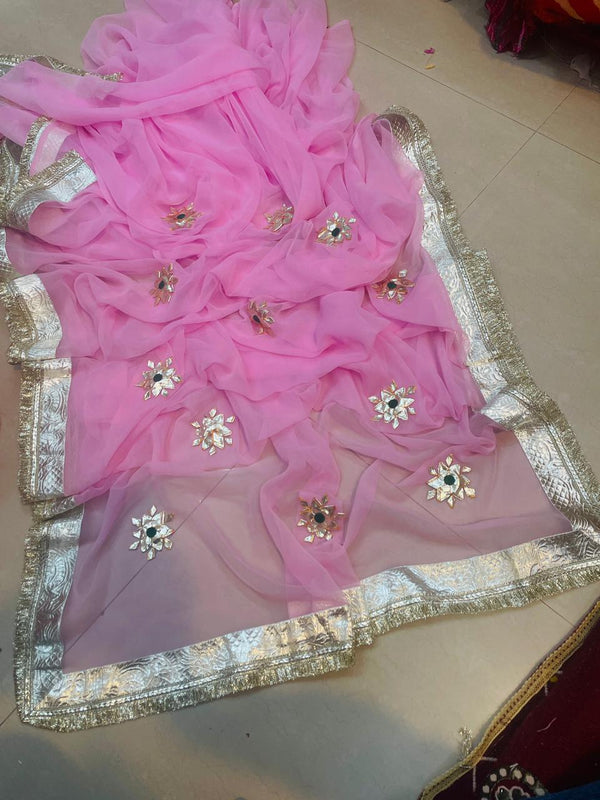 Royal Georgette kachcha Gota Saree