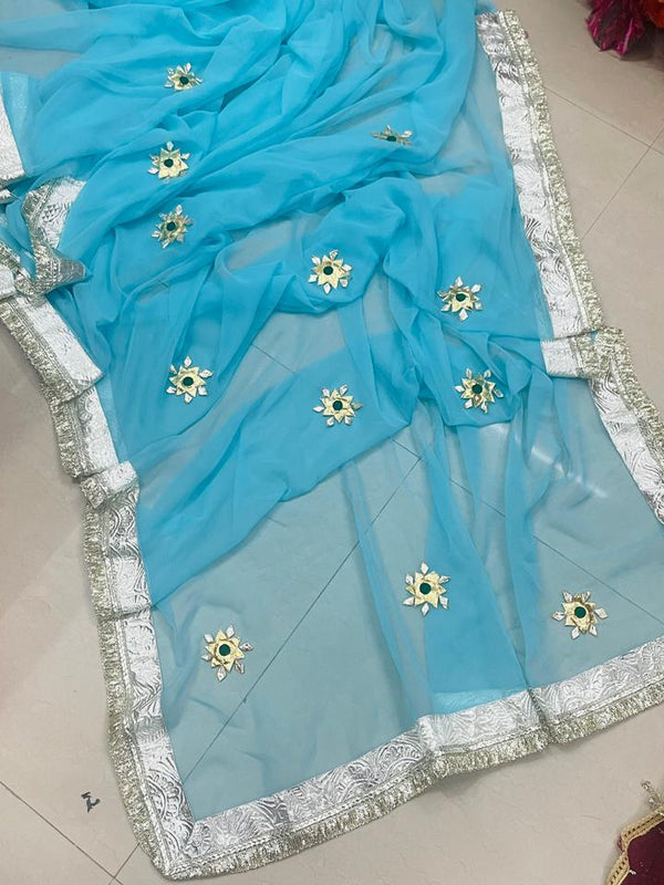 Royal Georgette kachcha Gota Saree