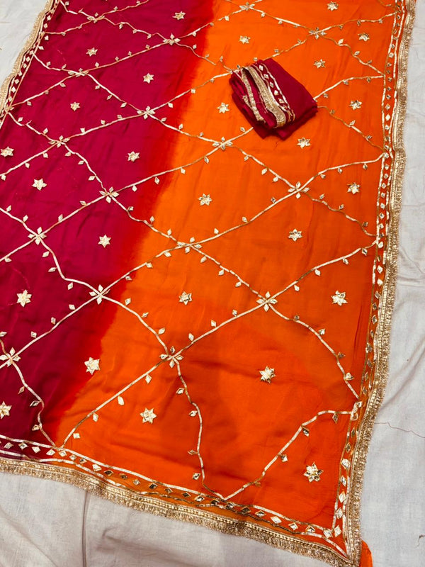 Gota Jal semi chiffon Saree