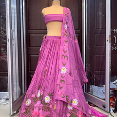 Brush Paint Floral Lehenga