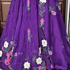 Brush Paint Floral Lehenga
