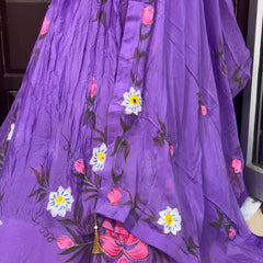 Brush Paint Floral Lehenga