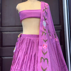 Brush Paint Floral Lehenga