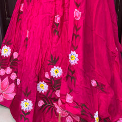 Brush Paint Floral Lehenga