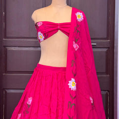 Brush Paint Floral Lehenga