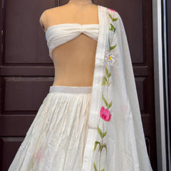Brush Paint Floral Lehenga
