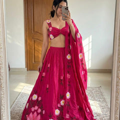 Brush Paint Floral Lehenga