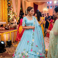 Brush Paint Floral Lehenga